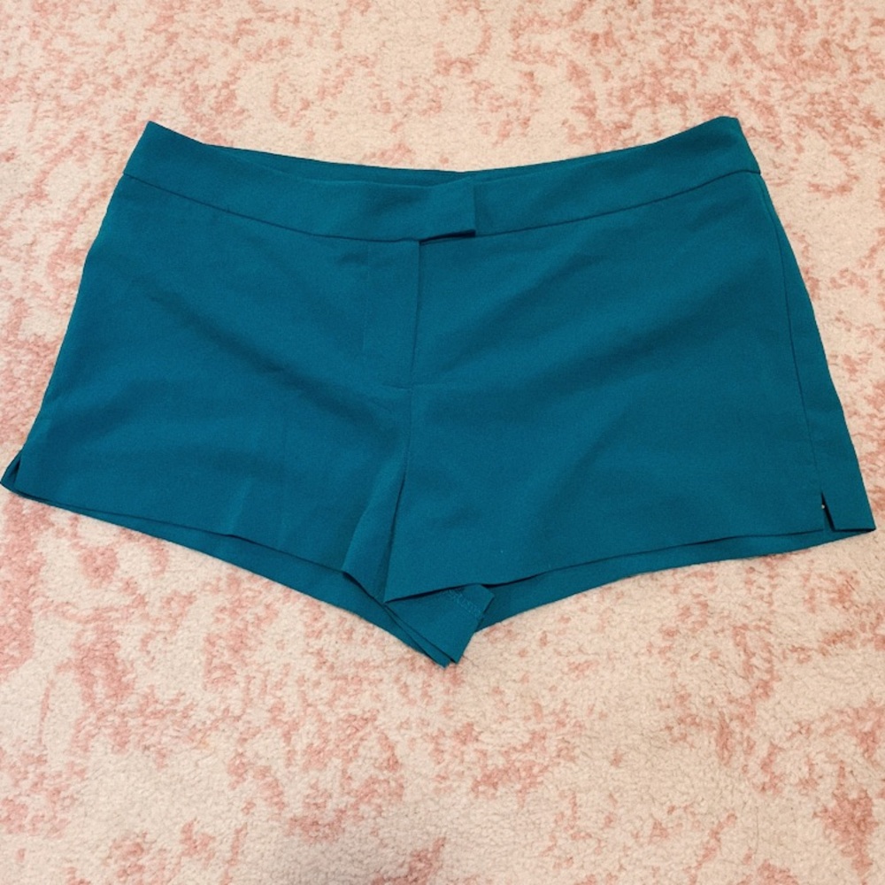 forever 21 blue dressy shorts with fake pockets